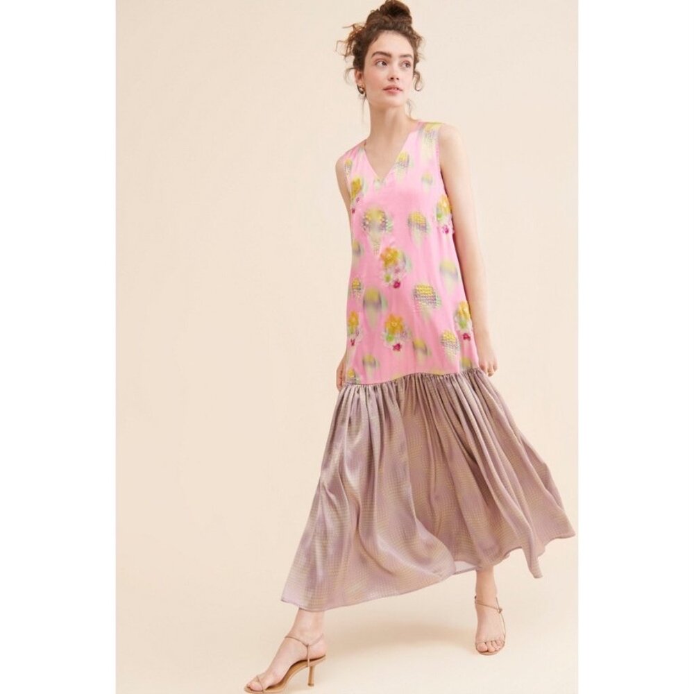 Anthropologie Siddhartha Bansal Flounced Embellished Maxi Dress (S)